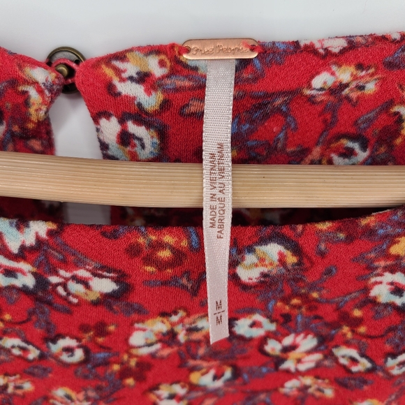 NWT Free People Red Floral Long Sleeve Midi Dress Size M - Picture 2 of 11